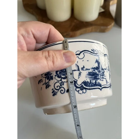 Delft Blue Bowl Small Hand Painted Holland Boats Windmill Scene 5in Vintage - Picture 6 of 6